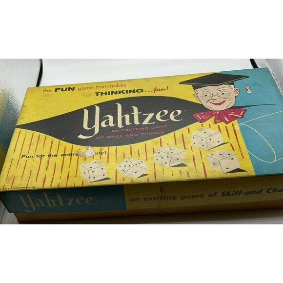 Vintage 1956 Lowe Yahtzee Board Game Dice Family Vintage Condition as is - Picture 2 of 7